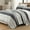 Dark Gray & Light Gray & White Floral Stripe, variant on Bedduvit 100% Organic Cotton Queen Size Quilted Bedspread Set with 2 Shams, Botanical Floral Striped Queen Quilt, Vintage Lightweight Reversible 3-Piece Navy Blue White Gray Quilt Bedding Set-98"x90"