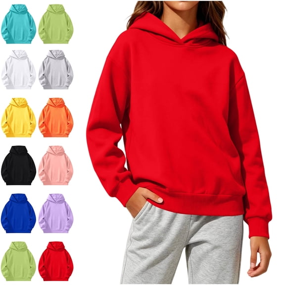 Crunowin Boys And Girls Hooded Sweatshirt, Lightweight Fall Winter With Pocket Kids Cozy Casual Tops Sky Blue 9-10 T