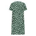 thumbnail image 4 of Mingw Womens Midi Dress Summer Cap Short Sleeve Crew Neck Sweet Floral Dress for Women Classic Sundress Tiered Pleated Swing Flowy Loose Beach Casual Smocked ,M,Green, 4 of 5
