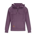 thumbnail image 4 of Awdenio Men's Blouse Sweatshirt Quarter Zip Cargo Solid Hoodies Long Sleeve Workout Outdoor Winter Jackets All Seasons Outdoor Activities,Purple,XL, 4 of 5