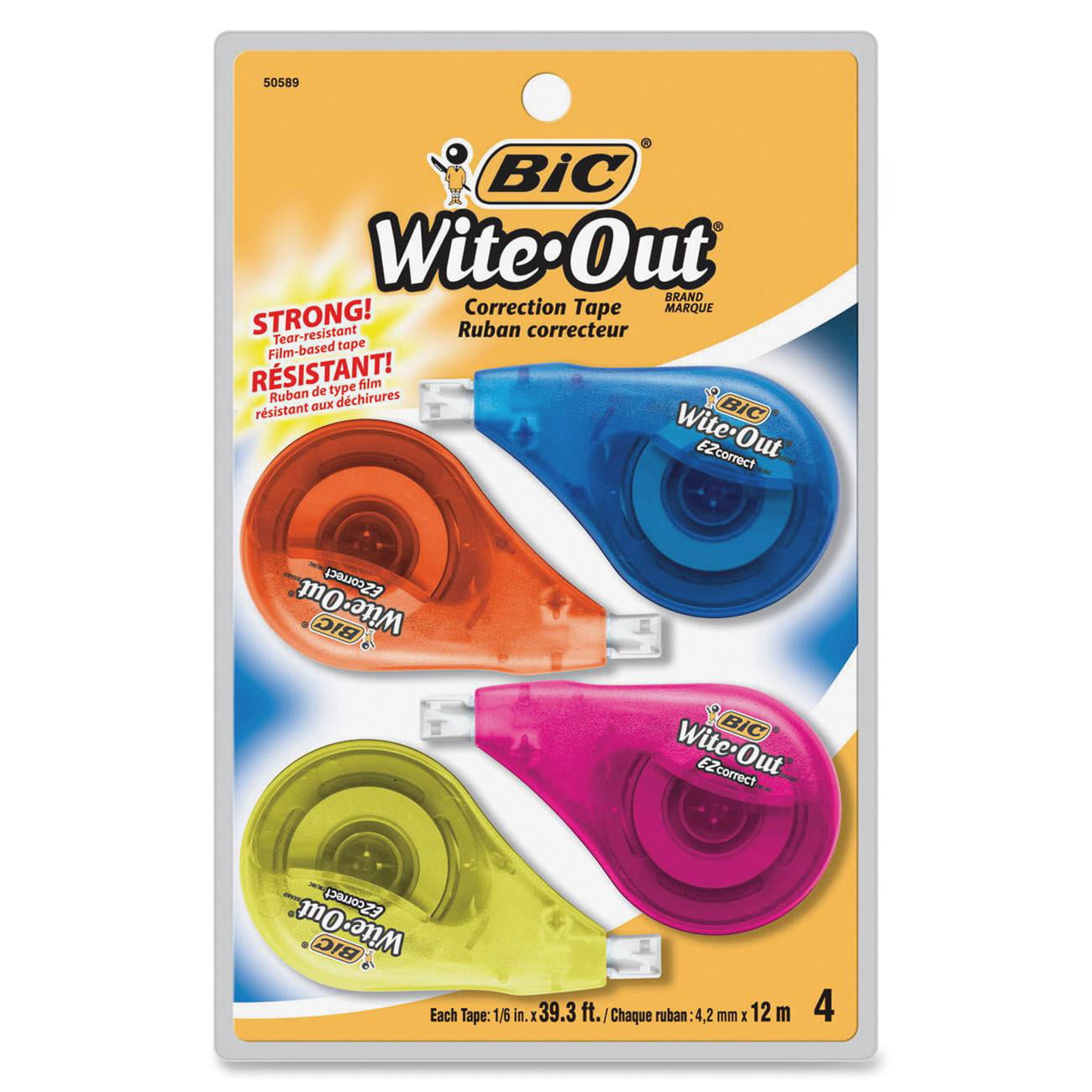 Bic Wite Out Brand Ez Correct Correction Tape White 4 Count Walmart