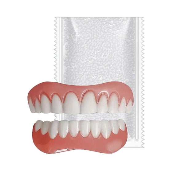 SHENERDA Full Denture Moldable Fake Teeth with Braces and 50g Gel Resin Dentures for Men for Enhancement Comfortable Fit Home Women Men popular