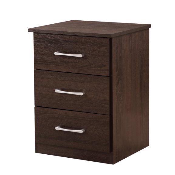 Nmkwnr 3 Drawers Nightstand Beside Table for Home, Bedroom, Brown