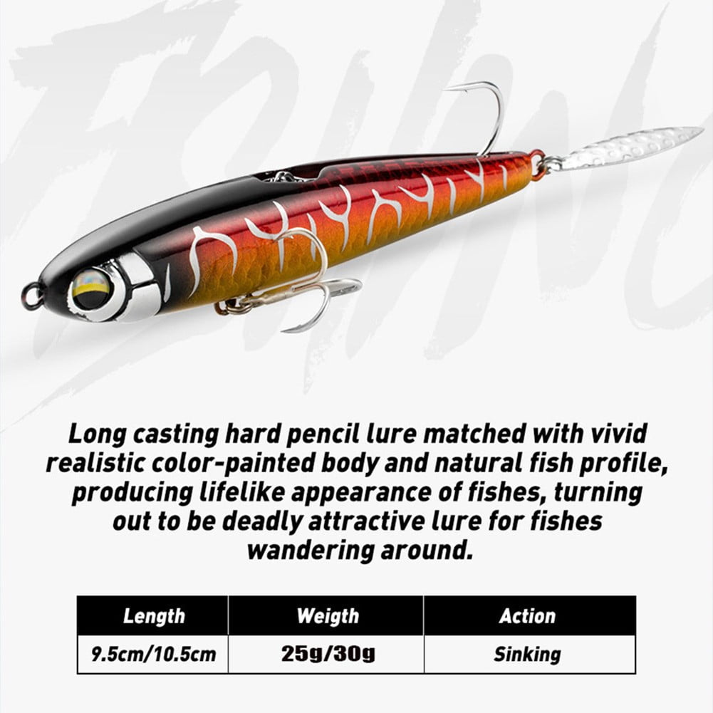 9.5/10.5cm Sinking Pencil Fishing Lure Spinner Crank Wobbler Minnow Hard Bait