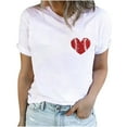 thumbnail image 1 of EQWLJWE Hauts d'Été pour Femmes Hauts pour Femmes Liquidation Mode Féminine Été Col Rond Loisirs Manches Courtes Imprimé Baseball, 1 of 5
