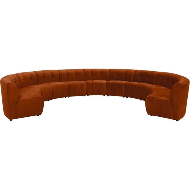 Meridian Furniture Limitless Cognac Velvet Modular 11 Piece Sectional