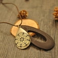thumbnail image 6 of Jiaroswwei Women Vintage Hollow Carving Waterdrop Wood Velvet Rope Sweater Necklace Jewelry, 6 of 8