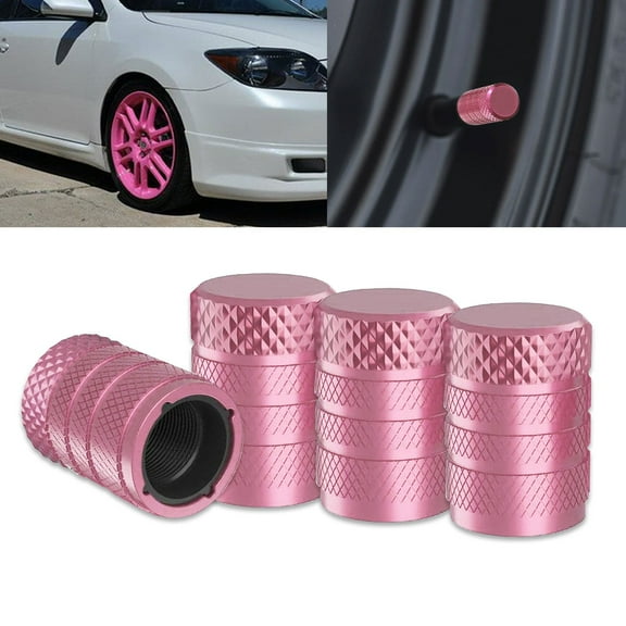 Xotic Tech 4pcs Tire Valve Stem Cover Caps Anodized Aluminum Alloy, Corrosion Resistant Leak-Proof Wheel Valve Cap Set Exterior Accessories, Universal for Cars Trucks Motorcycles SUVs and Bikes (Pink)