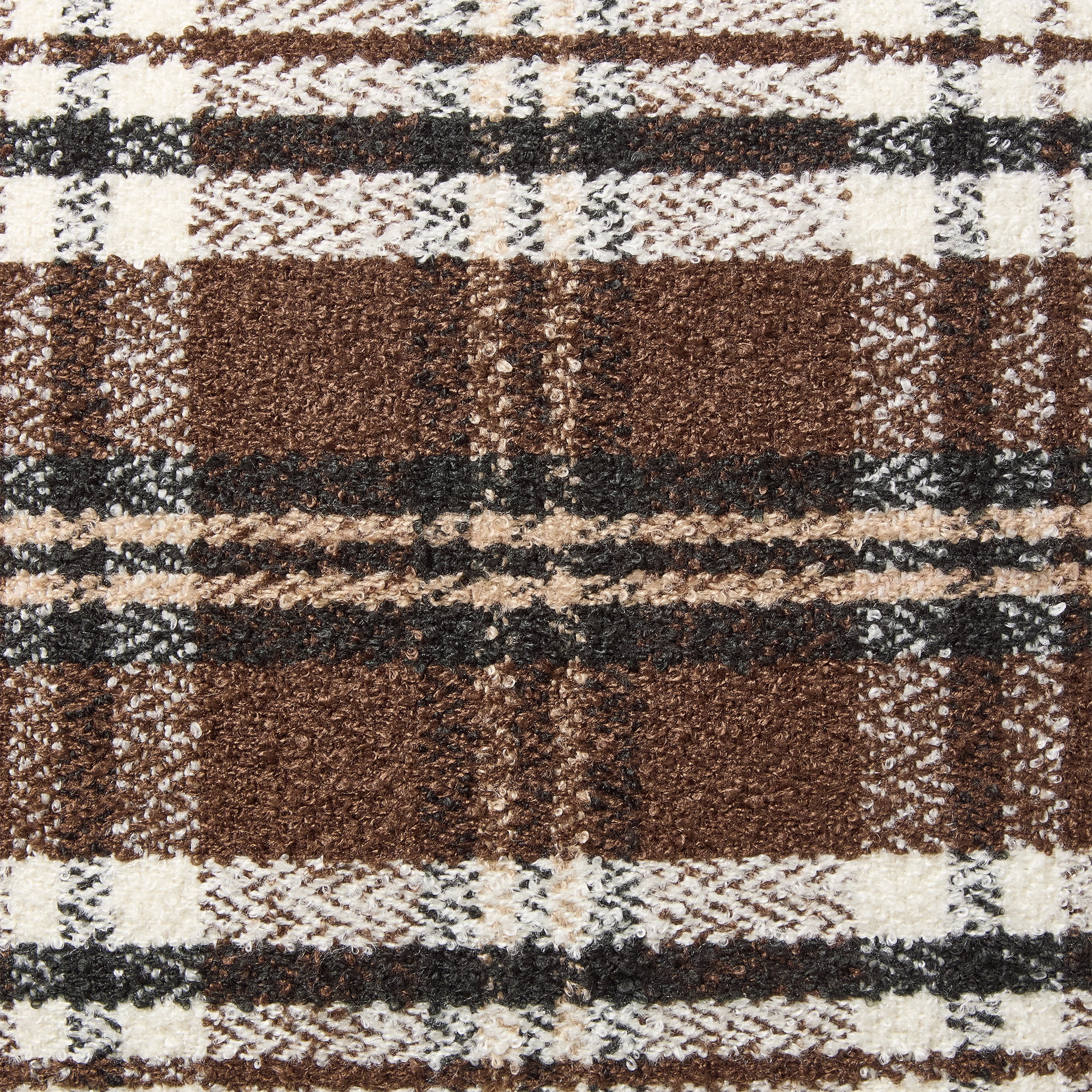 My Texas House 20" x 20" Brown Woven Plaid Fringe Decorative Pillow Cover