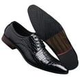 thumbnail image 5 of Santimon Men Derby Shoes Crocodile Pattern Pointed Toe Lace Up Oxford Shoes Business Leather Dress Shoes Black 6 US, 5 of 8