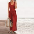 thumbnail image 5 of aidice Summer Womens Jumpsuits Casual U Neck Sleeveless Solid Color Loungewear Wide Leg Pants Rompers, 5 of 8