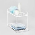 thumbnail image 3 of 2 Tier Space Saving Vanity Organizer Rust Resistant Steel Construction Countertop Cabinet Storage for Bathroom Canisters Bottles Washcloths with Top Handles, 3 of 5