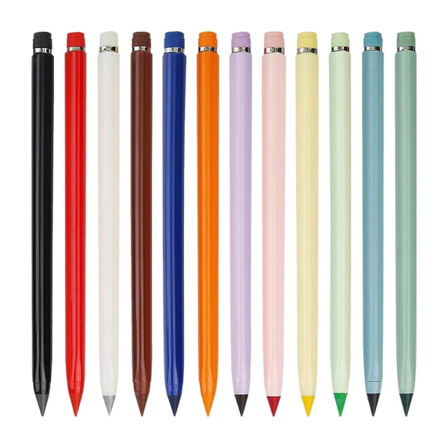 WUSUOWEI Crayons de Couleur Crayons de Couleur, Ensemble de 12, Crayons Sans Encre Crayon Réutilisable Crayon Éternel avec 12 Crayons Interchangeables