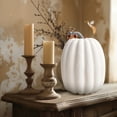 thumbnail image 5 of Lucakuins 8 Inch Large Artificial Pumpkins,Diy White Decorative Foam Pumpkins Cute Fake Pumpkins For Hallween Autumn Harvest Home Decorations, Decor Foam Fake Decorative Pumpkins For Halloween, 5 of 7