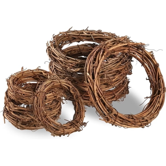 4 Pcs 12 Inch Grapevine Wreath Set, Hand-Woven Twig Wreath for DIY Crafts, Christmas Decorations, Home and Event Styling.