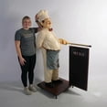 thumbnail image 3 of Chef With Rolling Menu Board Life Size Statue, 3 of 8