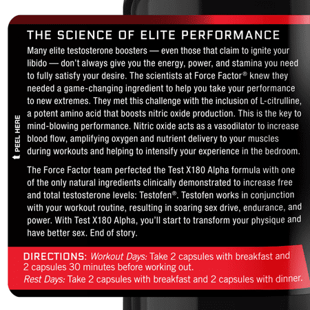 Force Factor Test X180 Alpha Testosterone Booster Supplement for Men with Fenugreek, 60 Capsules