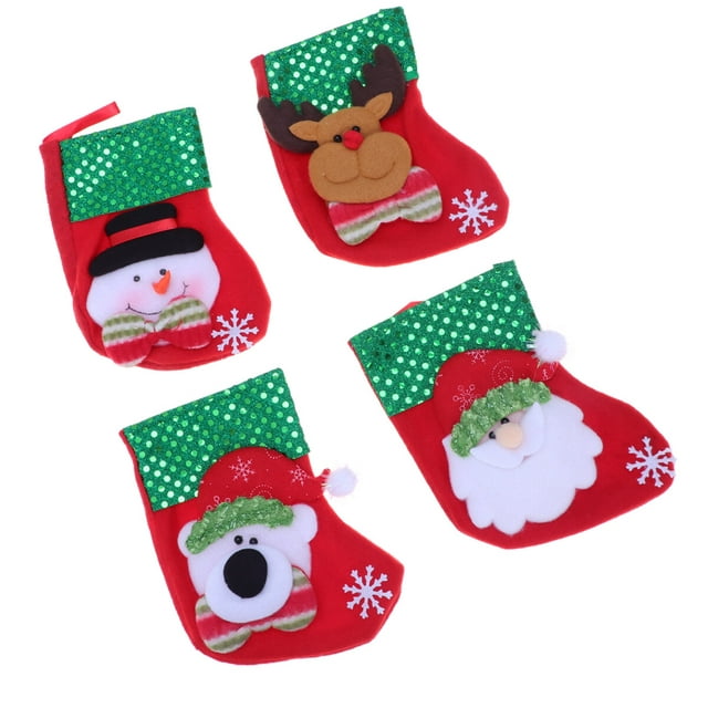 4 Pcs Christmas Stockings Christmas Elements Toys Candy Socks Gifts Bag ...