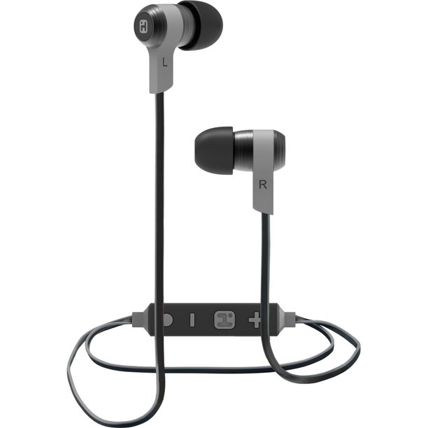 iHome iB39 Wireless Bluetooth Metal Earbuds with Mic Gun Metal