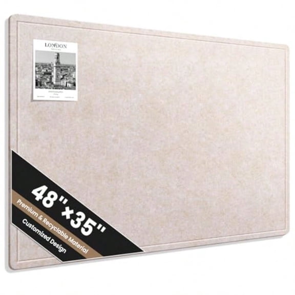 Large Bulletin Board 48 X 35 Inches Felt Cork Board with 40 Pushpins Foldable Felt Notice Pin Board Photo Display Board with Self-Adhesive Tape for Office Home School