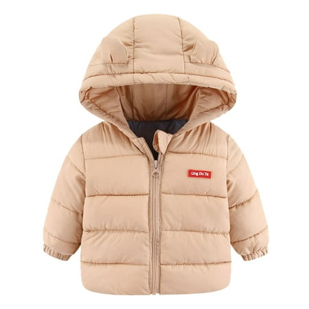 

kpoplk Baby Coat Baby Winter Jacket Toddler Boys Girls Coats Teddy Bear Hood Fuzzy Fleece Jacket Warm Outerwear(Khaki)