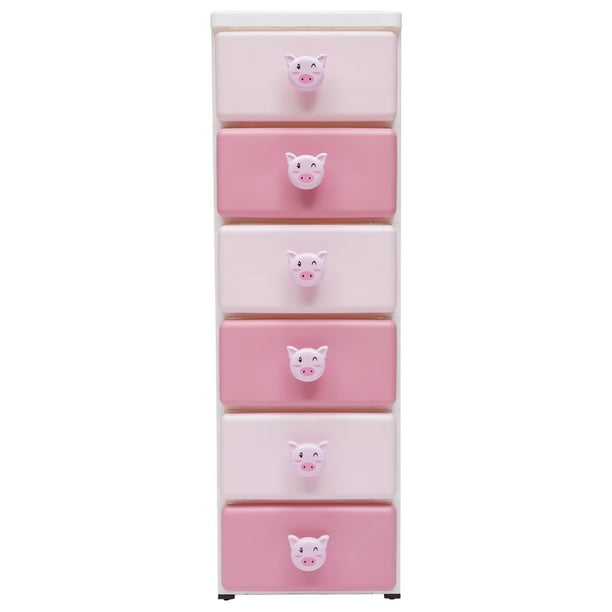 Pink Plastic Drawers 6Drawer Small Storage Clothes Storage