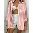 thumbnail image 6 of Women'S Classic-Fit Long Sleeve Shirt Button-Down Long Sleeve Casual Blouse Shirt Pink L, 6 of 8