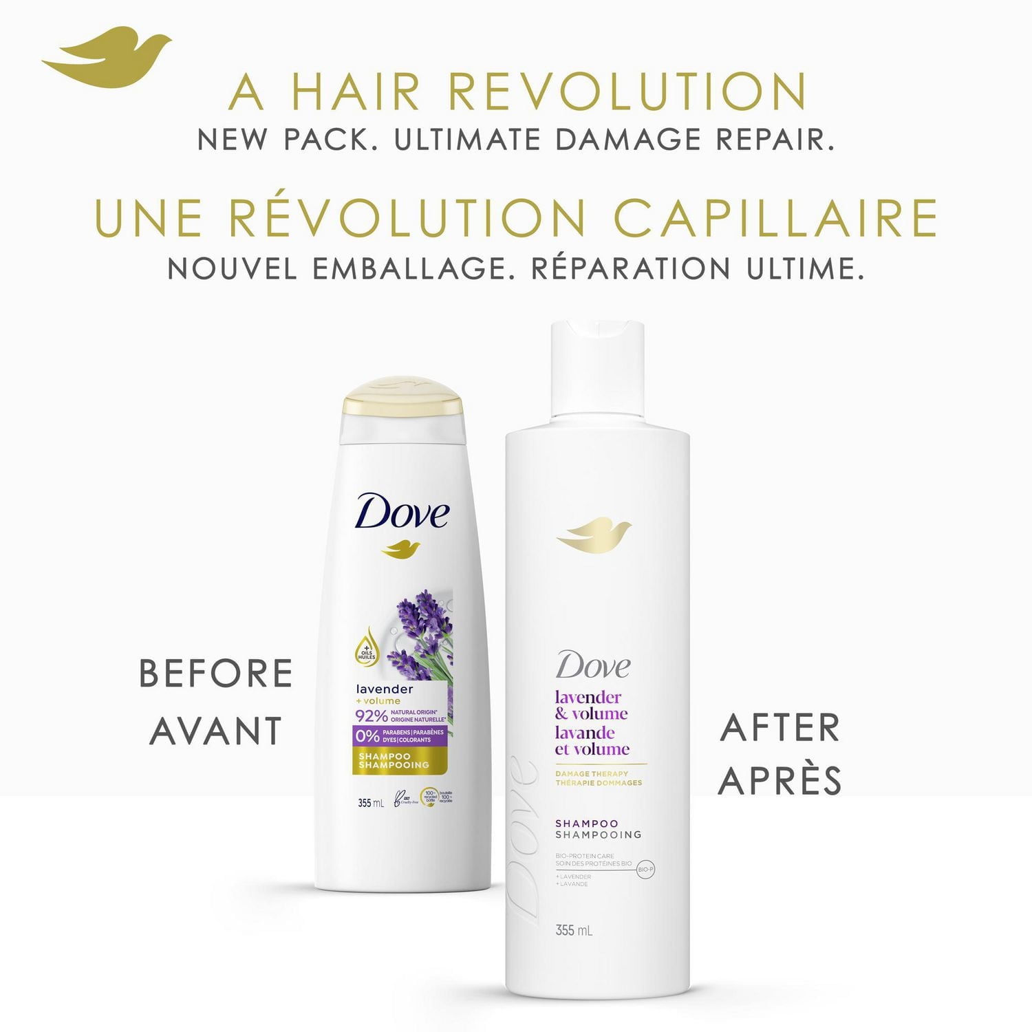 Shampooing pour Cheveux Fins et Plats, Dove Lavande & Volume avec Soin Bio-Protéine Liquide, 355mL 355 ML