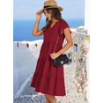 thumbnail image 5 of Womens Summer Dress Ruffle Sleeve V Neck Midi Dresses Tiered Boho Beach Sundress Wine Red XL, 5 of 9