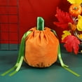 thumbnail image 2 of 2 Pcs Velvet Halloween Pumpkin Candy Gift Bag Plush Trick or Treat Bag Small Drawstring Goodie Bag Halloween Party Favors Supplies, 2 of 6