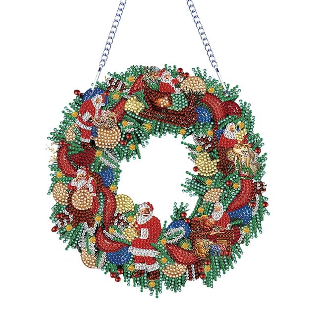 Pintura de diamantes 5D, corona de Navidad, bordado de diamantes, muñeco de nieve, Papá Noel, punto de cruz, regalo de Año Nuevo, decoración de invierno, 2023