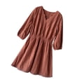 thumbnail image 3 of Vestido de encaje con cuello en V, cintura alta, verano, una línea, mini vestido corto hueco, naranja, L Eigraketly AP001265-07B, 3 of 7