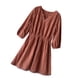 thumbnail image 3 of Vestido de encaje con cuello en V, cintura alta, verano, una línea, mini vestido corto hueco, naranja, XL Speravity AP001265-08B, 3 of 7