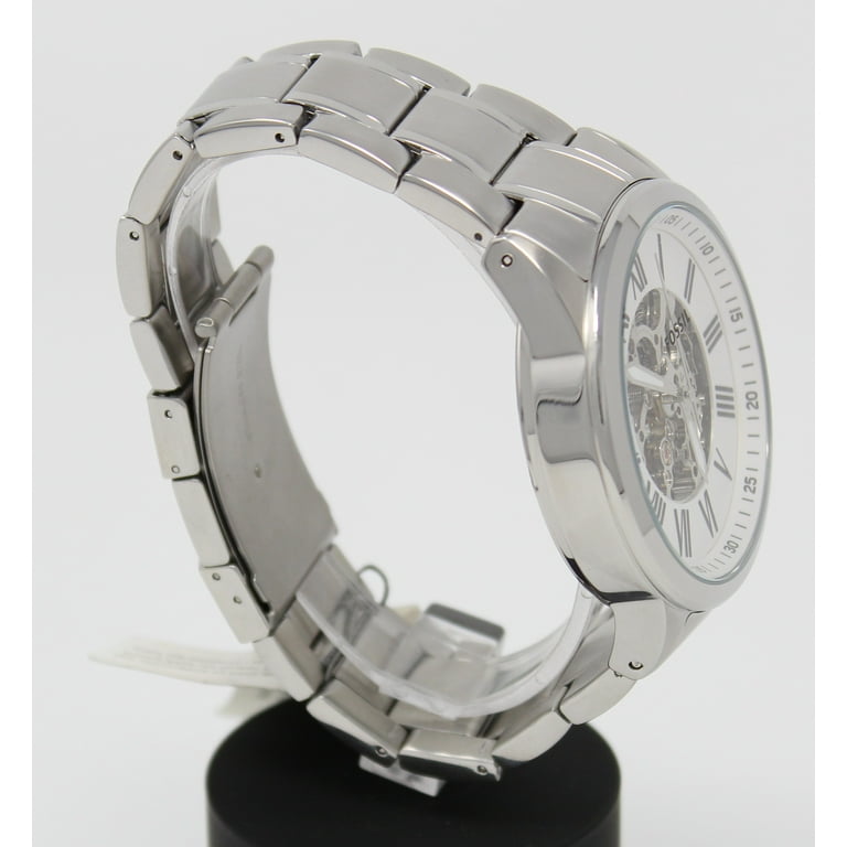 Fossil Men's Automatic White Dial Silver Tone Stainless