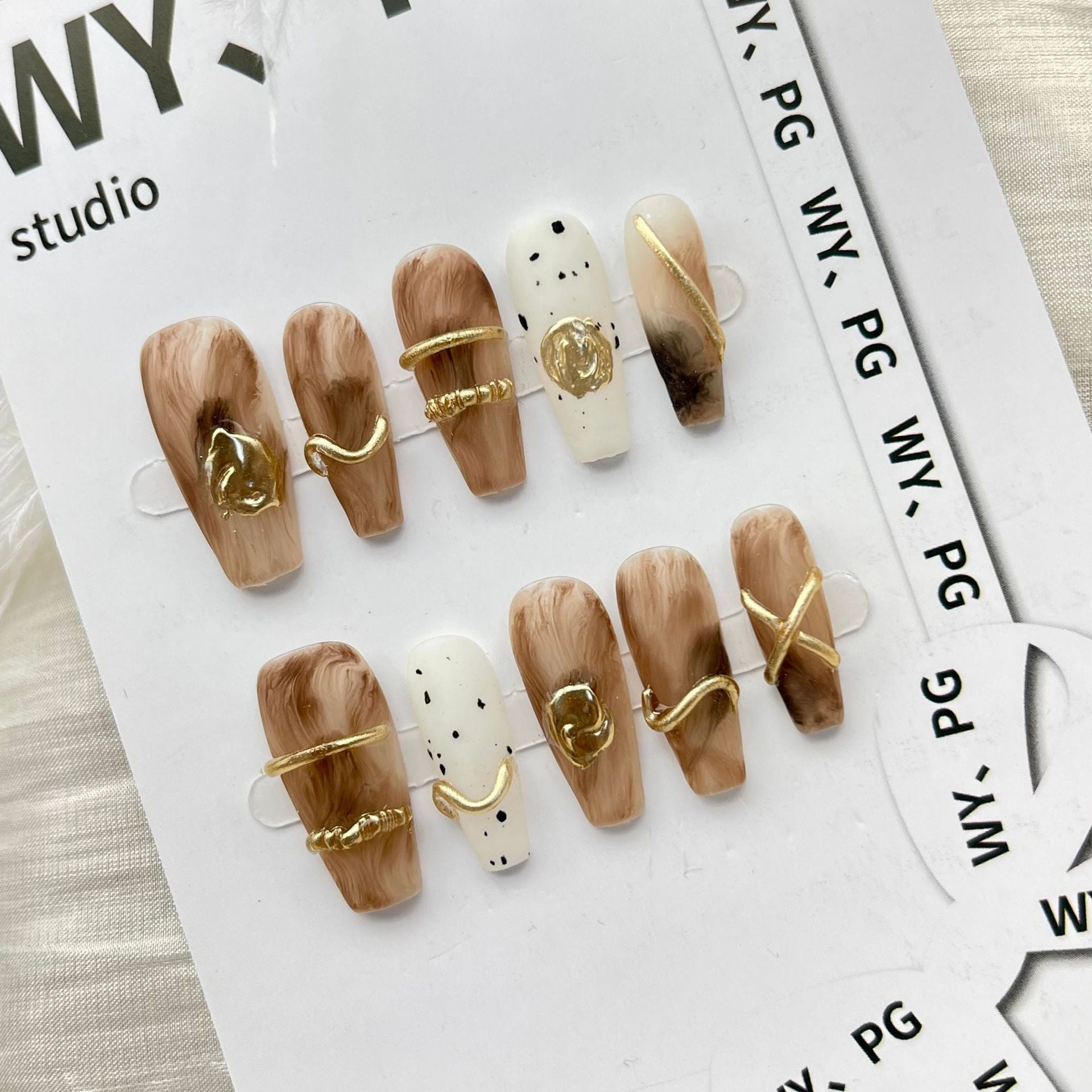 Press on nails fake  Purely hand-made wearable nails Maillard mid-level frosted nail pieces advanced custom press-on nail stickers