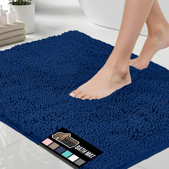 Alfombra de baño GORILLA GRIP, suave y absorbente, felpilla, 30 x 50 cm, azul