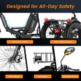 thumbnail image 4 of MOONCOOL FT1 Folding Electric Tricycle for Adults,48V 14.5Ah UL2849 (By SGS) Removable battery, 500W Motor,7-Speed,20" x 4.0" Fat Tire 3 Wheel Off-Road Electric Bike W/ Differential Gear,60 miles, 4 of 13