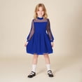 thumbnail image 6 of Blue Girls Dance Cosplay Costumes Mesh A Line Dresses Homecoming Dresses for Girl Long Sleeve Crew Neck Formal Prom Party Evening Gowns Elegant Graduation Dresses 13 Years, 6 of 8