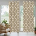 thumbnail image 3 of 2 Panels Outdoor Curtains for Patio Waterproof 54"x84" Khaki Moroccan Weatherproof Privacy Outsides Curtains, Boho Retro Country Abstract Geometric Grid Grommet Thermal Drapes for Cabana Porch, 3 of 8