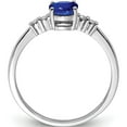 thumbnail image 2 of Sterling Silver Rhodium Plated Diamond & Sapphire Oval Ring (Size 7) Made In India qr4527s-7, 2 of 5