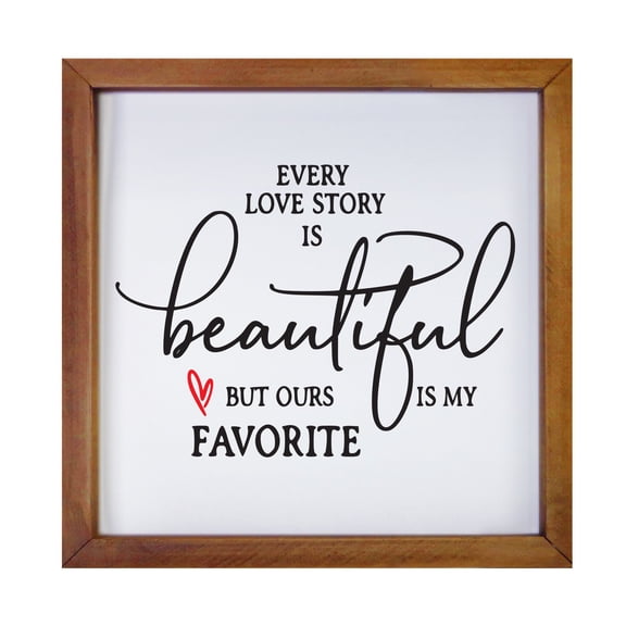 Inspiring Modern Framed Shadow Box 7x7in - Every Love Story Is Beautiful (Heart)
