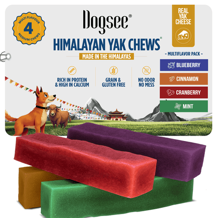 Dogsee Multiflavor Yak Cheese Dental Chews Medium Dogs 280 g 4 Bars Rawhide Free