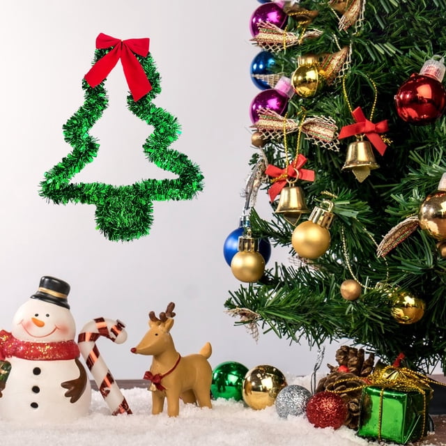 Adorno navideño para puerta con forma de árbol de Navidad, 35 x 26 cm (13,7 x 10,2 pulgadas), ideal para decorar puertas verdes navideñas.