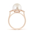 thumbnail image 2 of ANGARA South Sea Cultured Pearl Ring with Trio Diamonds in 14K Rose Gold for Women | June Birthstone, Birthday, Anniversary, Jewelry Gift for Women | Pearl Ring, 2 of 8