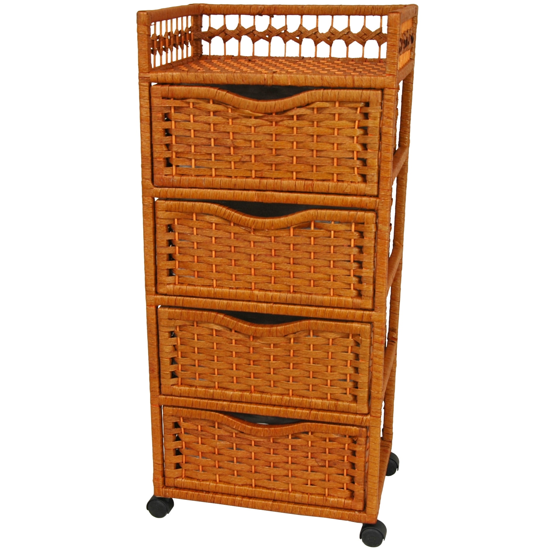 Five Drawer Oriental Furniture Natural Fiber Chest of Drawers 