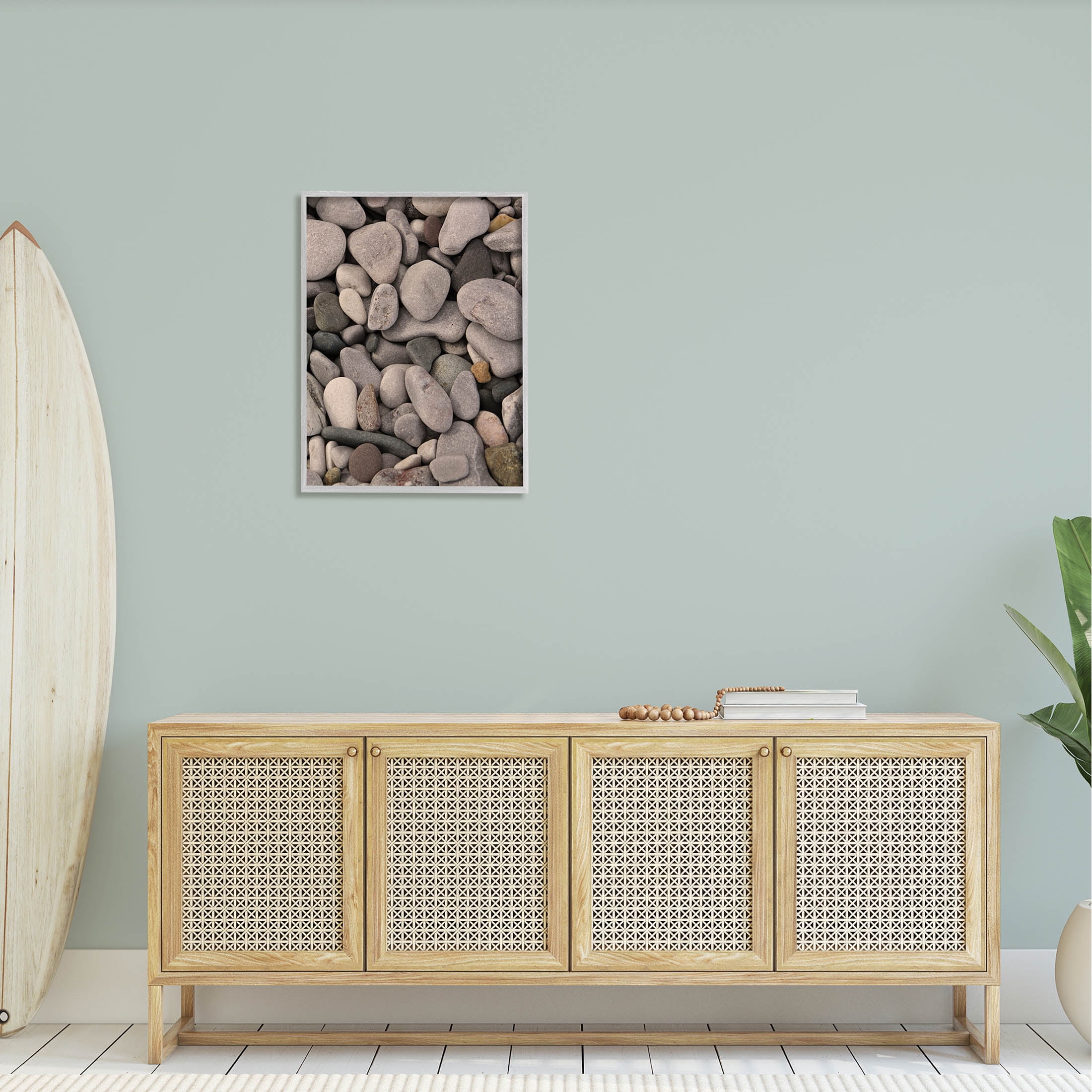 Various Beach Pebbles Composition Coastal Photograph Gray Framed Art Print Wall Art