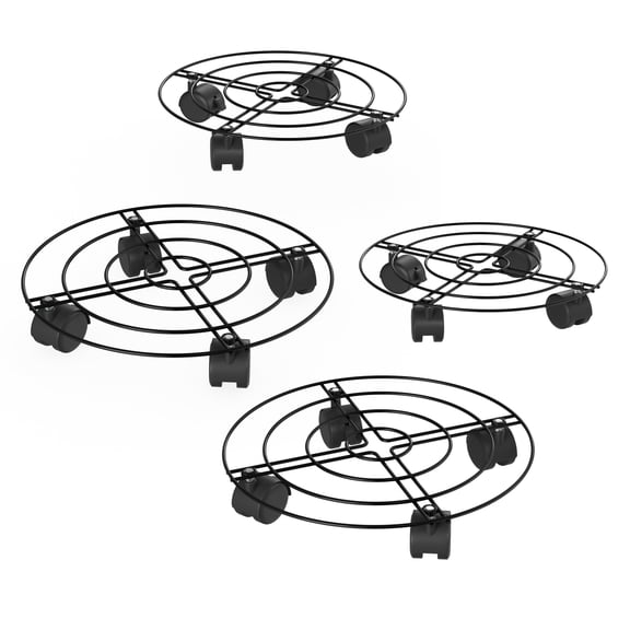 Pure Garden Rolling Plant Caddy with Wheels Heavy Duty 4-Pack - 12” Indoor or Outdoor Plant Stands