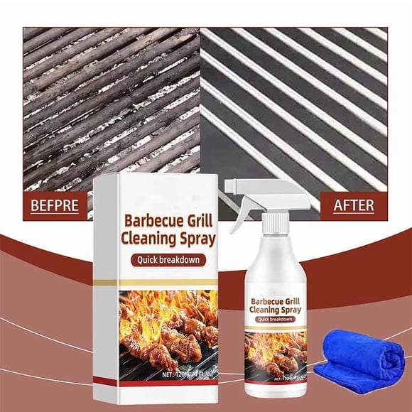 Oven And Grill Cleaner Spray 120ml, No-Stick Barbecue Grill Cleaning Spray, BBQ Grills Grime Remover For Safely Cleans Burnt Food And Grease