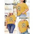 thumbnail image 4 of XCHQRTI Sunflower Shirts for Womens Plus Size Short Sleeves T-Shirt Graphic Oversized Flower Tops, 4 of 9