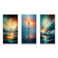 thumbnail image 2 of Designart "Mystical Arctic Mountains Aurora Borealis IV" Beach Framed Wall Art Set Of 3 - Yellow Coastal Beach Frame Gallery Set For Office Decor, 2 of 6